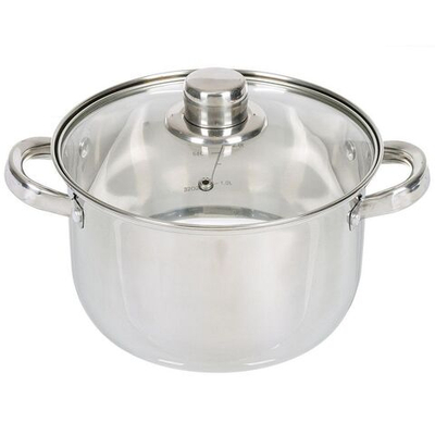 Кастрюля нерж, 3.9 л, с крыш, крышка стекло, DNN3, SD-A17-20