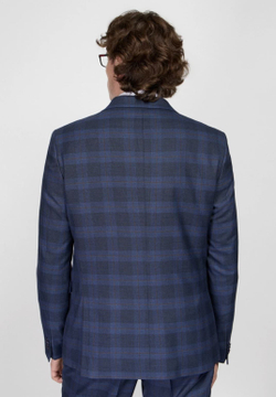 Мужской костюм тройка в клетку (синий) В88