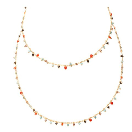 Латунная цепочка с цветным Бисером, gold