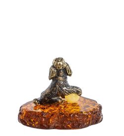 Народные промыслы AM- 519 Фигурка «Пудель» (латунь, янтарь)