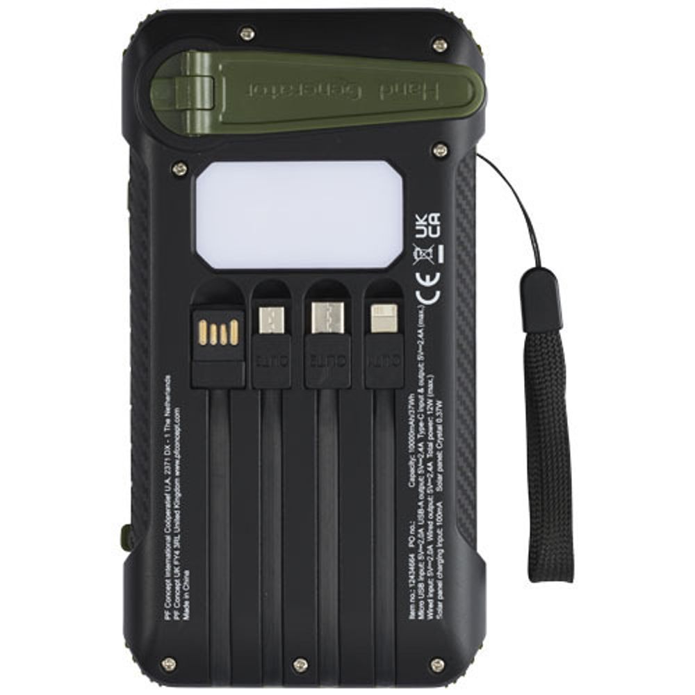 Soldy портативное зарядное устройство емкостью 10 000 мАч на солнечной батарее, с динамо-машиной, из переработанной пластмасс