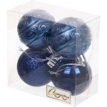 Новогодние шары 5 см (набор 4 шт) «Микс фактур», сапфир