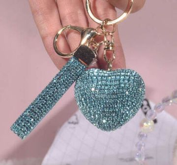 Брелок сердце алмазное, голубое