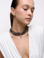 Колье "Trio cross gray" Silver