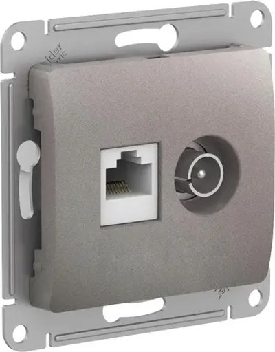 GLOSSA РОЗЕТКА двойная ТВ + компьютерная RJ45 кат. 5e, механизм, ПЛАТИНА