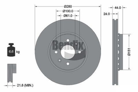 BENDIX Braking - BDS1012-BEN - Brake Disc