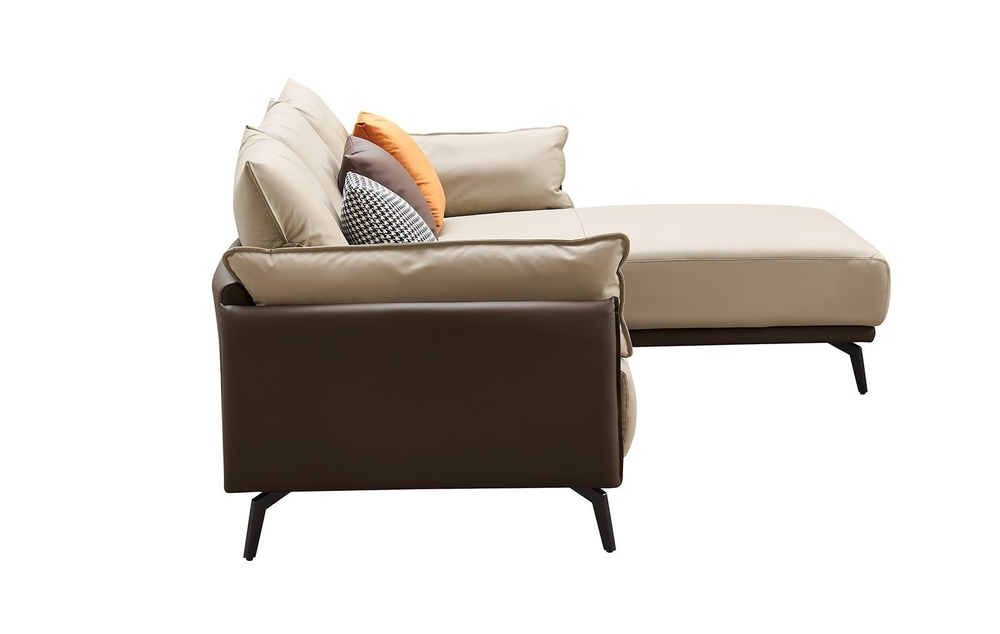 Диван ELEGANTE NAPPA SF015 угловой (3-х местный правый угол) бежевый/коричневый