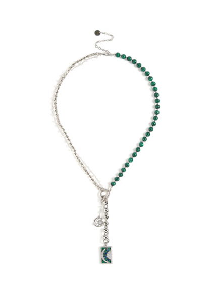 Колье "Malachite color sun" Gold