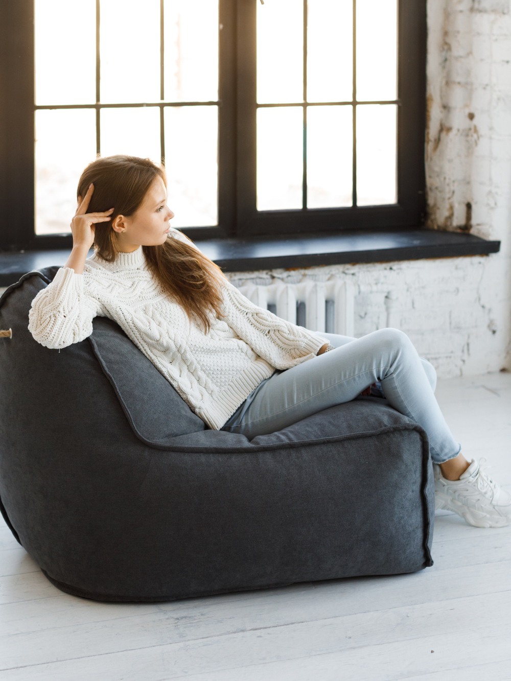 Кресло Манхеттен Графит с Пуфом