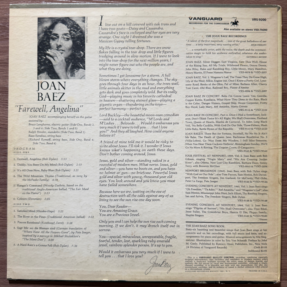 Joan Baez – Farewell, Angelina (США 1965г.)Т