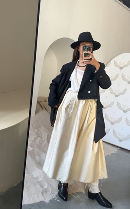 Юбка из тафты 100% шелк, молочный