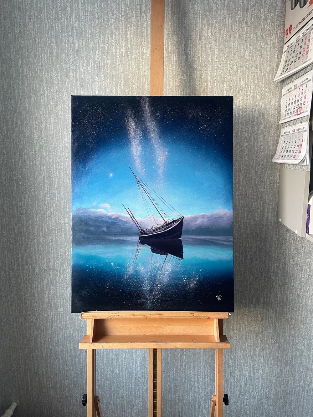 Картина маслом на холсте "Звёздный причал" 80х60 см. Деревянный подрамник. Художник Наталия Осадчук