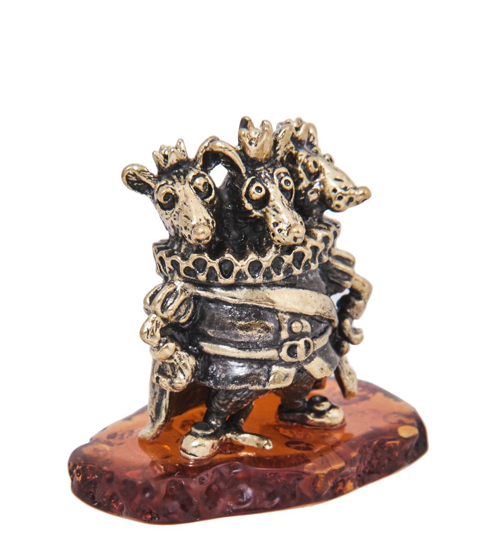 Народные промыслы AM-4088 Фигурка «Мышиный король» (латунь, янтарь)