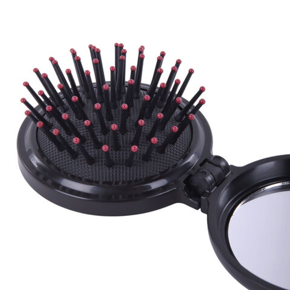 Расческа для волос массажная "2 в 1", 6,5 см с зеркалом, компактная цвета АССОРТИ, MONTE VITA (МОНТЕ ВИТА), 457425