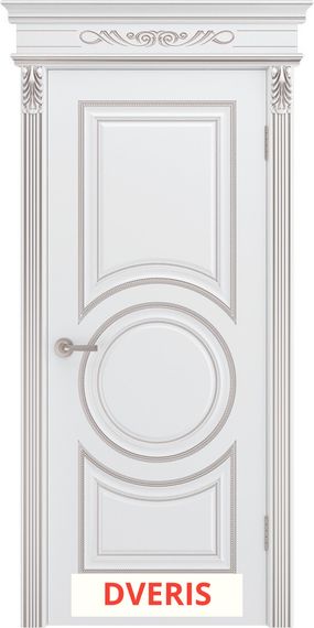 Межкомнатная дверь Рондо В0 ПГ (Белая эмаль/Патина розовое золото)