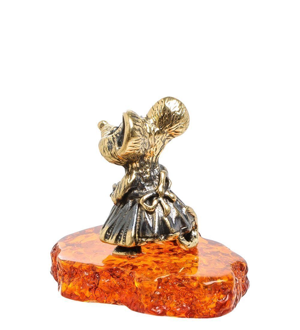 AM-1604 Фигурка «Мышь вяжет» (латунь, янтарь)