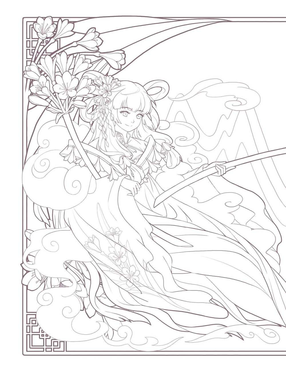 Girls and flowers. Part 1. Coloring Book