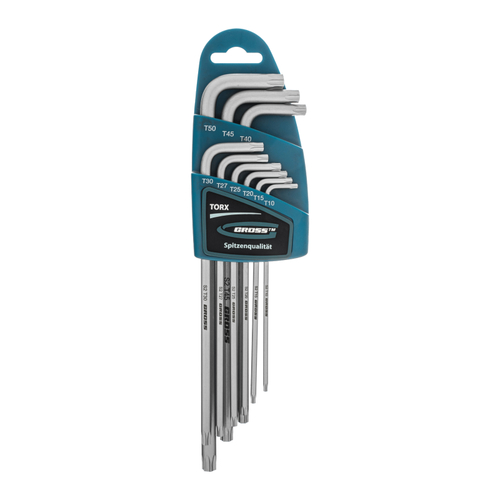 Набор ключей имбусовых Torx -TT, 9 шт: T10-T50, экстра-длинные, S2, сатинированные Gross