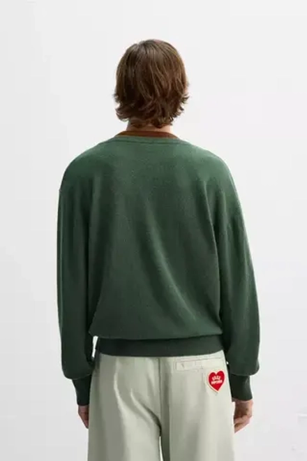 ZARA X HARRY LAMBERT ШЕРСТЯНОЙ СВИТЕР В СТИЛЕ КОЛОР-БЛОК, ЗЕЛЕНЫЙ