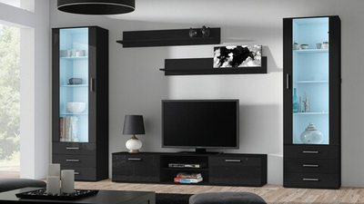 Гостиная Сохо 7 Черный 0190 300*41*192 см, Черный   Фиеста