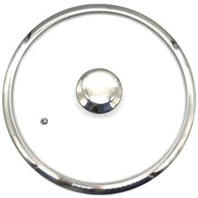 Крышка стеклянная 28см с широким ободом, с ручкой из нержавеющей стали