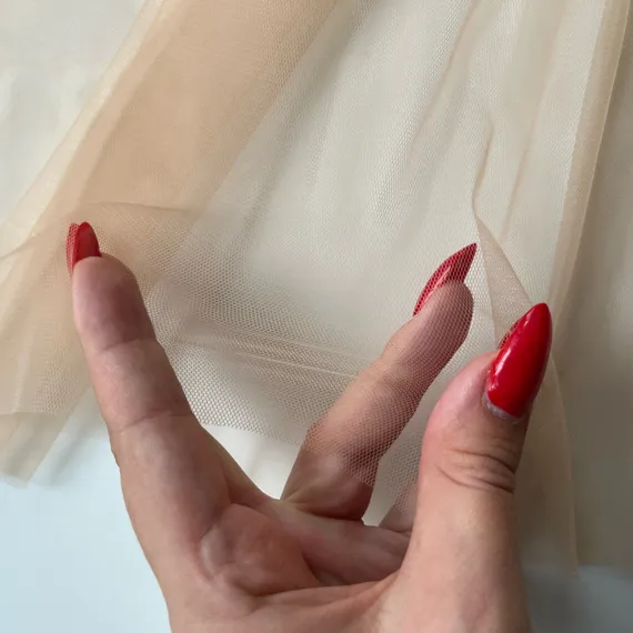 Сетка слабо-эластичная телесная с эффектом голого тела (эластичный фатин)