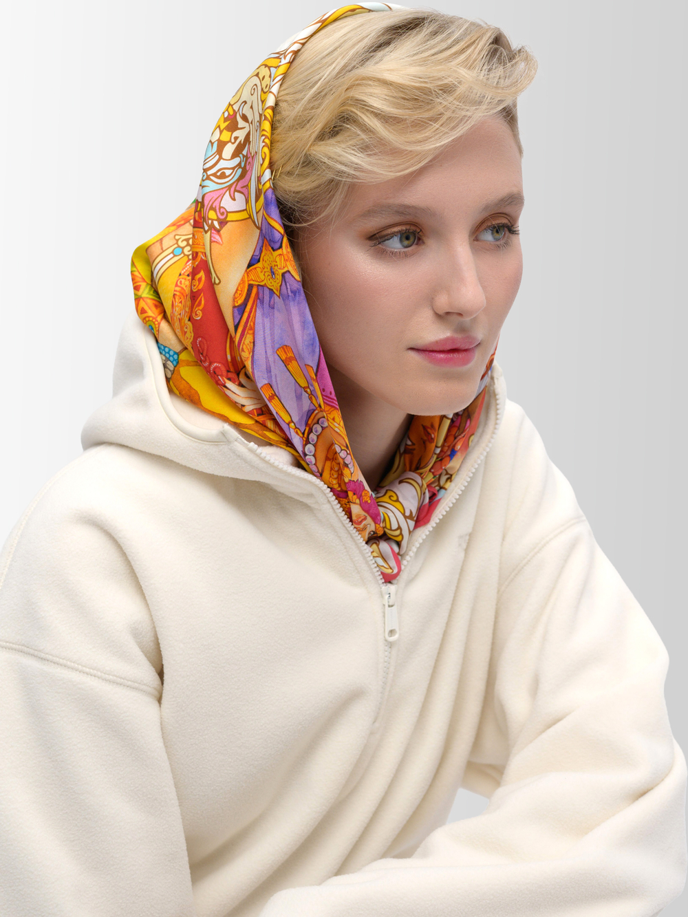 Платок «БРИКС 2024» 100% шёлк