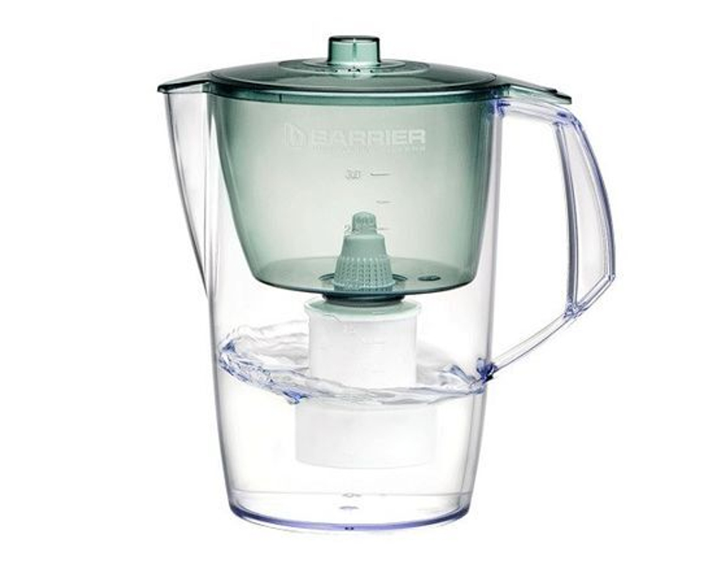 Фильтр для воды кувшин БАРЬЕР Норма, предотвращает накипь, улучшает вкус, календарный индикатор, объем 3,6 л, ресурс 350 л, цвет малахит, кассета Жесткость в комплекте