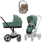 Коляска Cybex Priam IV Rosegold complete Cloud T Cozy Beige Plus Base T 3 в 1 Leaf Green