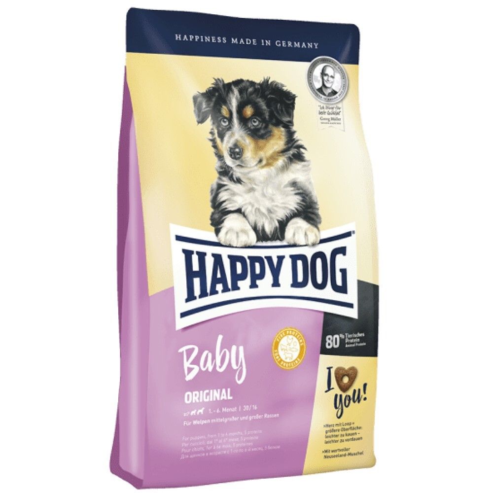 Happy Dog Baby Original - корм для щенков средних и крупных пород (от 4 недель до 6 месяцев) с птицей, ягненком и рыбой