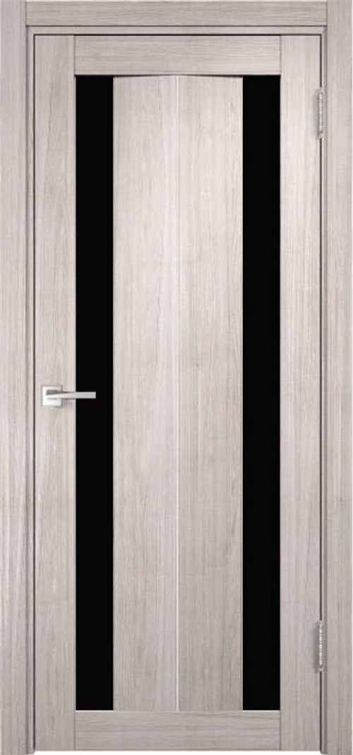 Межкомнатная дверь Y-6 / Цвет тон Белая лиственница / Стекло "Лакобель черное" / Двери Верда