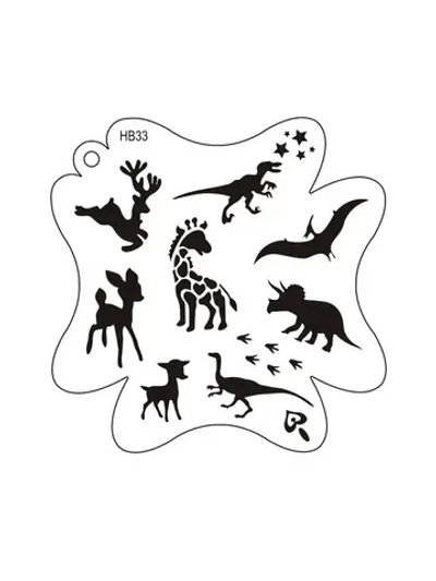 Набор трафаретов для аквагрима динозавры и олени 33