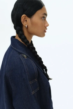 H&M КОРОТКИЙ ТРЕНЧ, ТЕМНО-СИНИЙ