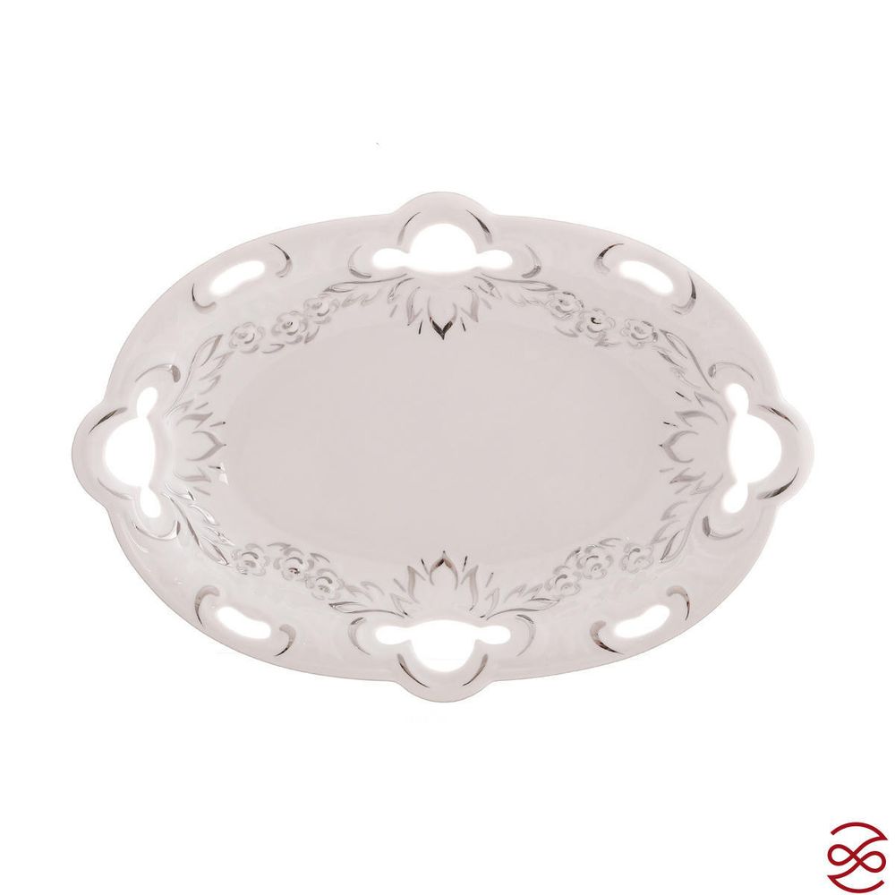 Блюдо овальное глубокое 37 см Queen's Crown Платиновый узор