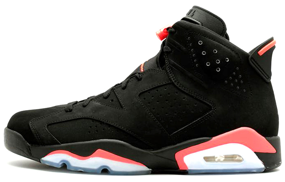 Jordan Air Jordan 6 Retro Infrared Black 3m leather suede shock absorption non-slip high-top retro basketball shoes men's black and red 2014 edition