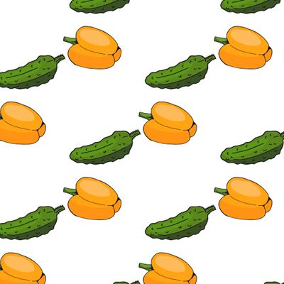 огурцы и перцы на белом