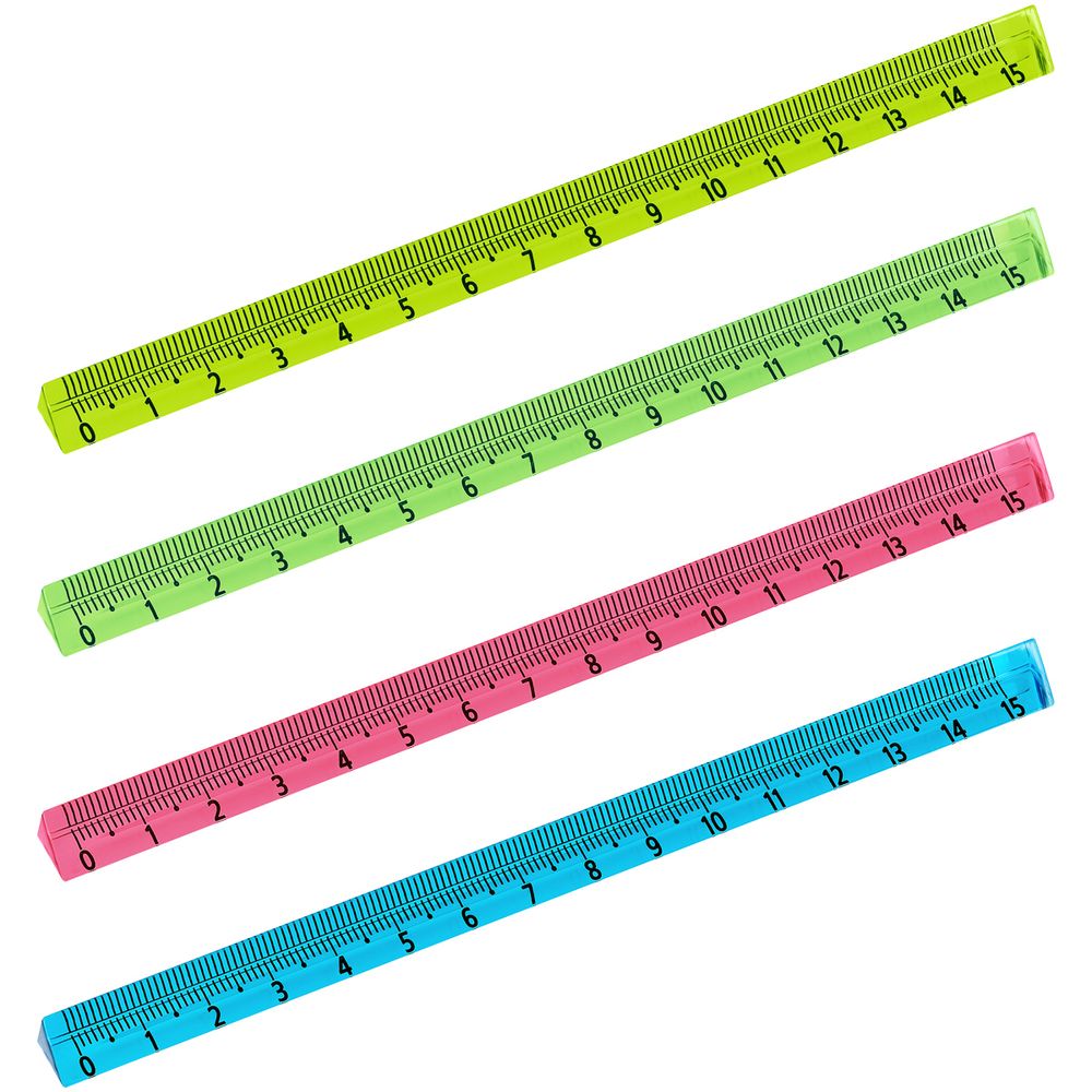 Линейка 15 см пластиковая, трехгранная, прозрачная, неоновые цвета Стамм