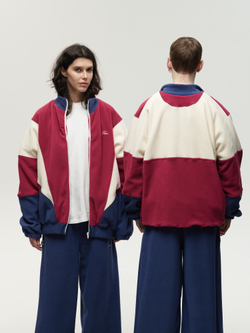 Zip-Up Sweatshirt Raspberry-Navy Smoke