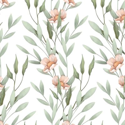 Полевые цветы на белом. Нежный весенний вертикальный узор