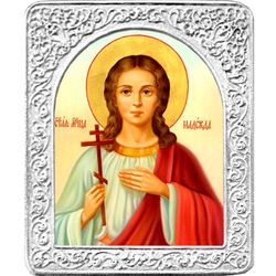 Святая Надежда. Маленькая икона в серебряной раме.