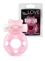 Эрекционное виброкольцо Sexy Friend в форме мишки, розовое