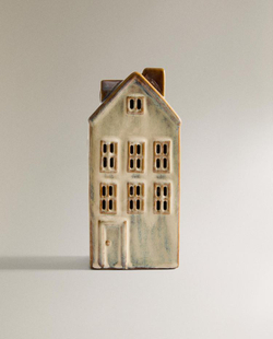 ZARA HOME РОЖДЕСТВЕНСКОЕ УКРАШЕНИЕ «ФАРФОРНЫЙ ДОМИК» С ПОДСВЕТКОЙ, КОРИЧНЕВЫЙ