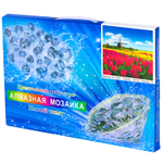 Алмазная мозаика Alingar, на подрамнике, с полным заполнением, (глянц) дизайн рамка, 30х40 см, 20 цветов, "Поля тюльпанов"