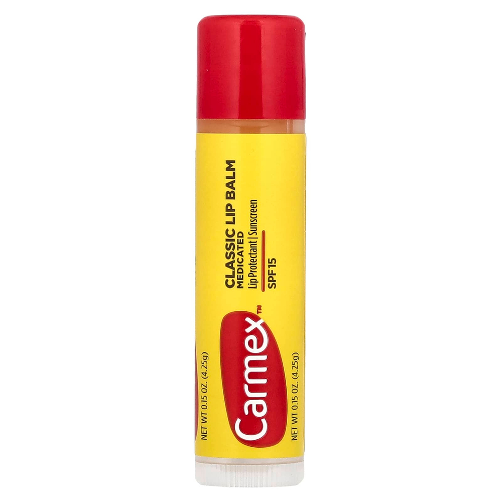 Carmex, классический бальзам для губ, лечебный, SPF 15, 4,25 г (0,15 унции)