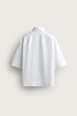 ZARА РУБАШКА BOXY FIT В ПОЛОСКУ, БЕЛЫЙ