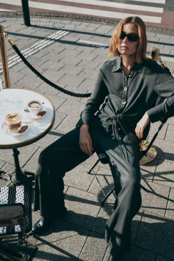 ZARA ПРЯМЫЕ БРЮКИ, ТЕМНО-СЕРЫЙ