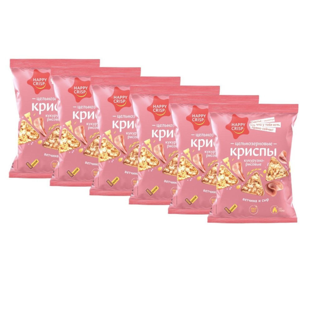 Чипсы кукурузно-рисовые  Happy Crisp со вкусом ветчины и сыра 50 гр