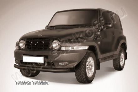 Защита переднего бампера Tagaz Tager (2008-2012) d76+d57 черная