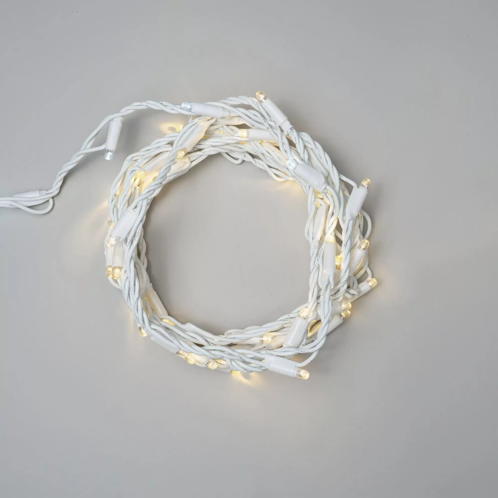 Светодиодная нить Тверская 7 м. с контроллером 24 В, 54 LED, тепло-белый, белый провод каучук, LTC (FL70-8-1WW+)