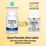 California Gold Nutrition, пробиотики с ацидофильными лактобактериями, бифидобактериями лактис, лактобактериями плантарум и лактобактериями казеи, смесь из 10 штаммов, 25 млрд КОЕ, 60 вегетарианских капсул